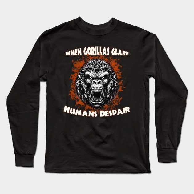 Sinister Angry Gothic Gorilla Long Sleeve T-Shirt by MetalByte